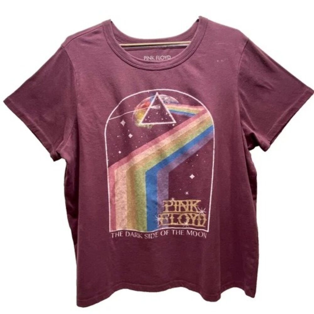 Pink Floyd Dark Side Of Moon Graphic‎ T-Shirt Unisex 2XL Maroon 2022 Tee GUC